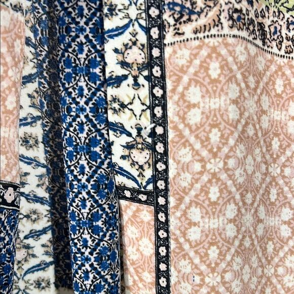 Rose & Olive Blue and Cream Button Down Shirt Patchwork Design - Picture 5 of 6